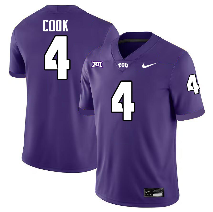 #4 Cam Cook TCU Jersey,Texas Christian University Horned Frogs Football Jersey-Purple